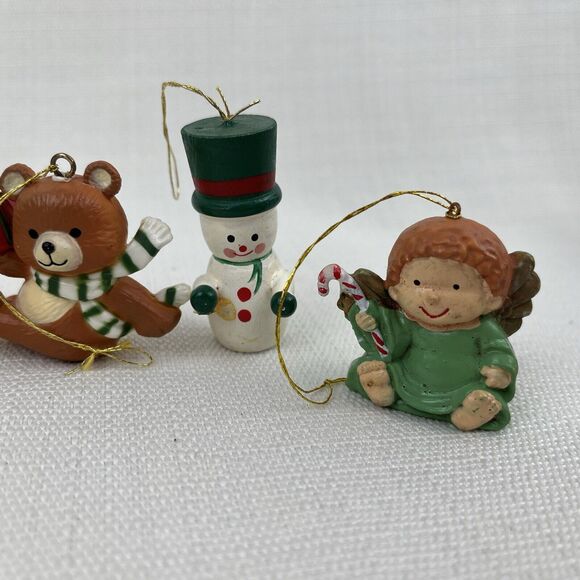 Lot Of 9 Vintage Christmas Ornaments- Bradford Mice - Bears Angels Clock Snowman - Picture 6 of 16